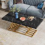 Nordic Modern Coffee Table with Elegant Stone Top and Metal Frame