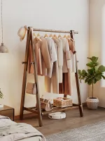 Scandinavian Garment Rack - Space-Saving Solid Wood Clothes Organizer