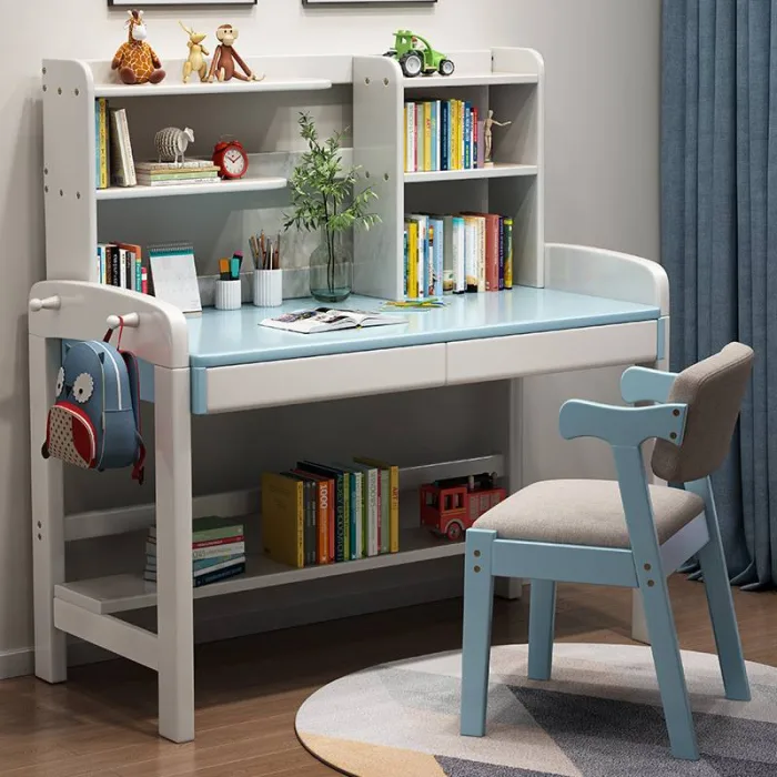 Adjustable Nordic Study Desk - Solid Wood Kids' Workstation with Ergonomic Design