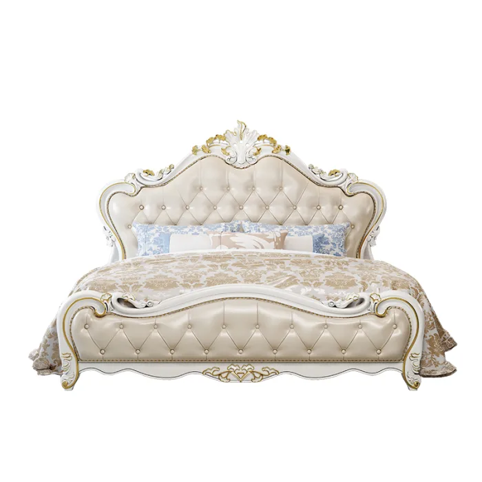Opulent French-Inspired Wooden Bed with Light Luxury and Durability