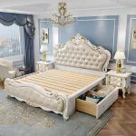 Opulent French-Inspired Wooden Bed with Light Luxury and Durability