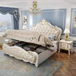Opulent French-Inspired Wooden Bed with Light Luxury and Durability