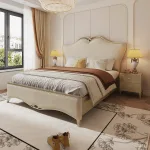 Opulent French-Inspired Wooden Bed with Light Luxury and Durability