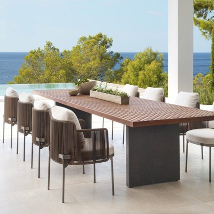 Elevate your exterior space with sophisticated dining options.