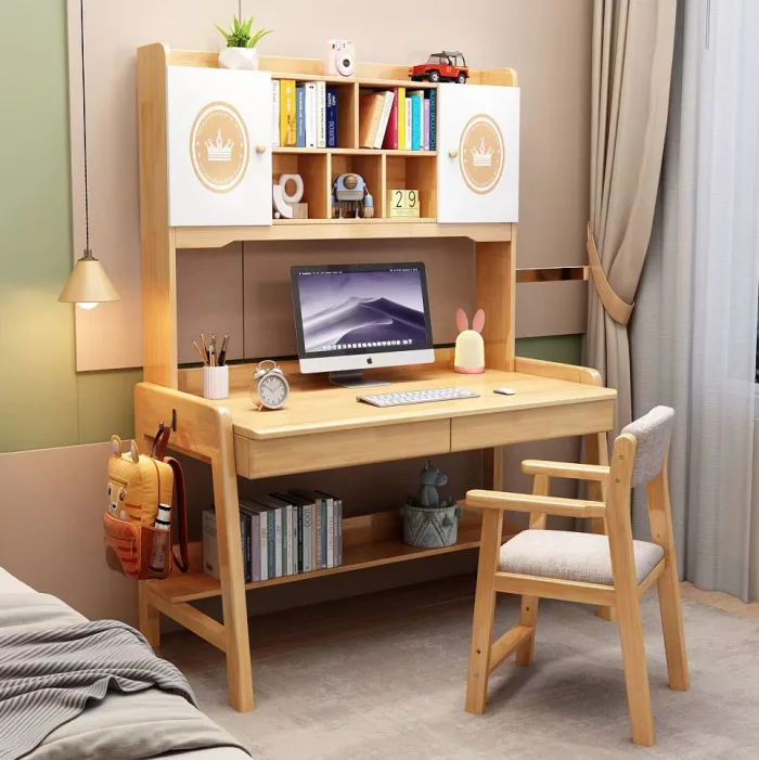 Adorable Pink Study Set - All-in-One Desk, Bookshelf & Chair for Girls