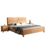 Premium Red Oak Bedroom Bed Modern Nordic Minimalist Design Wholesale Ready