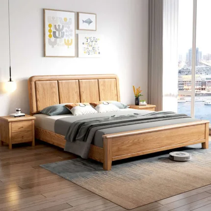 Red Oak Modern Bedroom Bed Scandinavian-Inspired Wholesale Furniture Solution