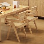 Scandinavian Elegance Solid Wood and Rattan Woven Backrest Chair