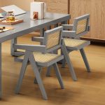 Scandinavian Elegance Solid Wood and Rattan Woven Backrest Chair