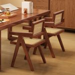 Scandinavian Elegance Solid Wood and Rattan Woven Backrest Chair