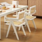 Scandinavian Elegance Solid Wood and Rattan Woven Backrest Chair