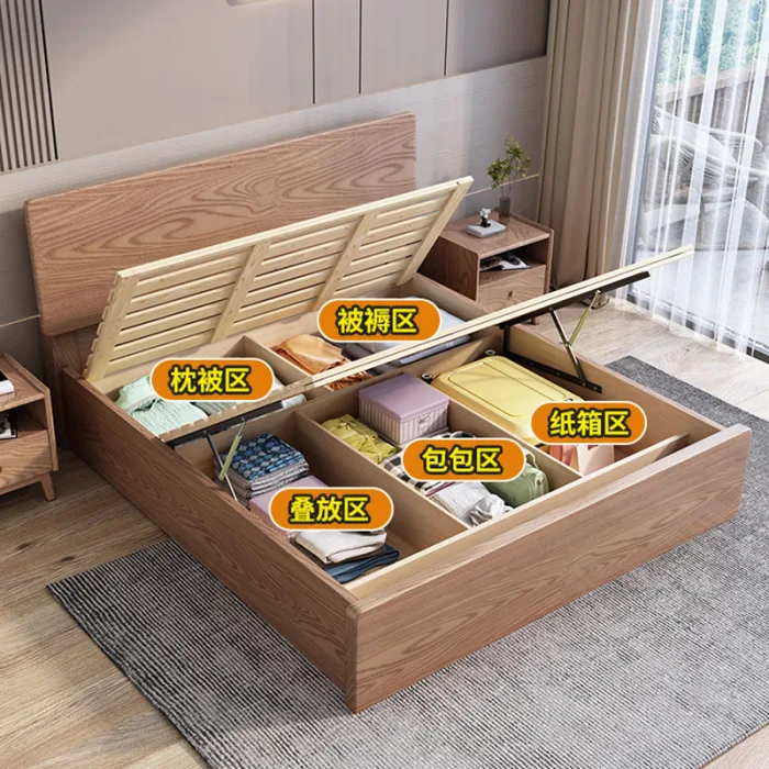 Scandinavian-Inspired Ash Wood Bed for Organized and Stylish Bedrooms