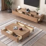 Scandinavian-Inspired Ash Wood TV Stand and Coffee Table Set for Modern Homes