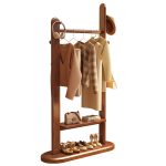 Scandinavian Minimalist Solid Wood Coat Rack for Home Entryways