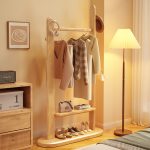 Scandinavian Minimalist Solid Wood Coat Rack for Home Entryways