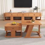 Scandinavian Minimalist Solid Wood Coffee Table for Modern Living Rooms