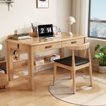 Scandinavian Minimalist Solid Wood Desk for Home or Office Use