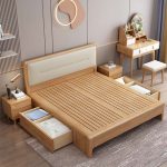 Scandinavian Minimalist Solid Wood Double Bed for Wholesale
