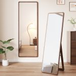 Scandinavian Minimalist Solid Wood Full-Length Mirror for Home Use