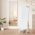 Scandinavian Minimalist Solid Wood Full-Length Mirror for Home Use