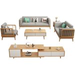 Scandinavian Minimalist Solid Wood Sofa for Modern Living Rooms