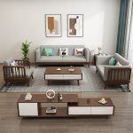 Scandinavian Minimalist Solid Wood Sofa for Modern Living Rooms