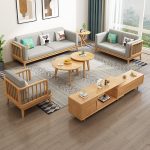 Scandinavian Minimalist Solid Wood Sofa for Modern Living Rooms
