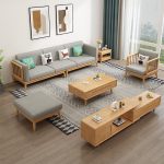 Scandinavian Minimalist Solid Wood Sofa for Modern Living Rooms