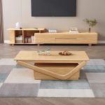 Scandinavian coffee table combines minimalist design with natural wood for versatile elegance.