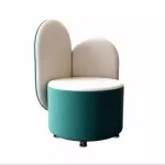 Vanity stool with solid wood frame and plush sponge cushion.