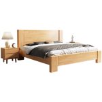 Scandinavian Solid Wood Double Bed with Sleek Design for Wholesale Supply