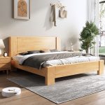 Scandinavian Solid Wood Double Bed with Sleek Design for Wholesale Supply