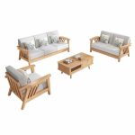 Scandinavian Solid Wood Sofa Bed for Compact Living Spaces and Guest Rooms