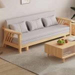Scandinavian Solid Wood Sofa Bed for Compact Living Spaces and Guest Rooms