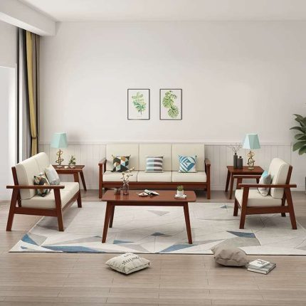 A solid wood frame sofa designed for the ultimate comfort and sophistication.