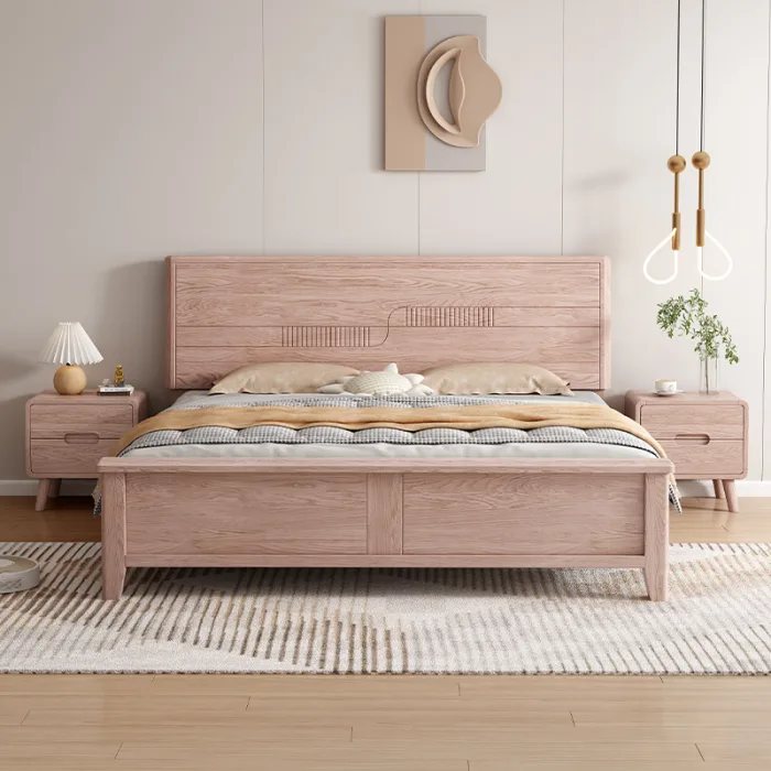 Sleek Ash Wood Bed for Simple, Functional Bedroom Spaces
