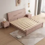 Sleek Ash Wood Bed for Simple, Functional Bedroom Spaces