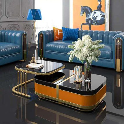 Sleek Nordic Coffee Table with Stone Top – Ideal for Global Wholesale Markets