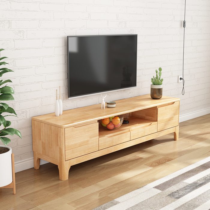 Sleek Scandinavian Solid Wood TV Stand for Modern Home Decor