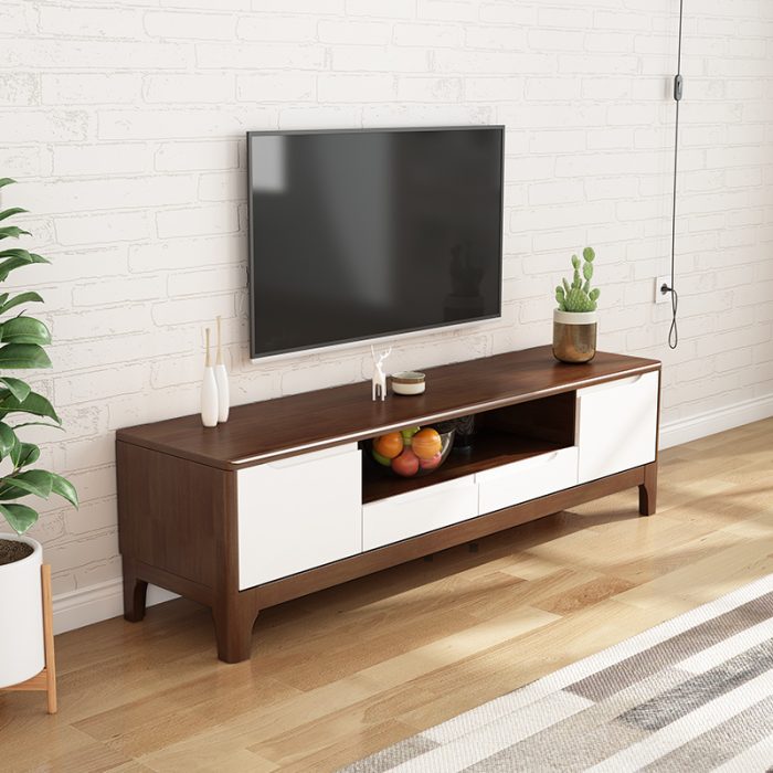 Sleek Scandinavian Solid Wood TV Stand for Modern Home Decor
