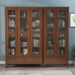Premium Rubberwood Bookcase - Glass-Front Display Cabinet with Dust Protection