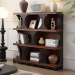 Solid Rubberwood Vintage Bookshelf for Office and Living Room with Classic Appeal