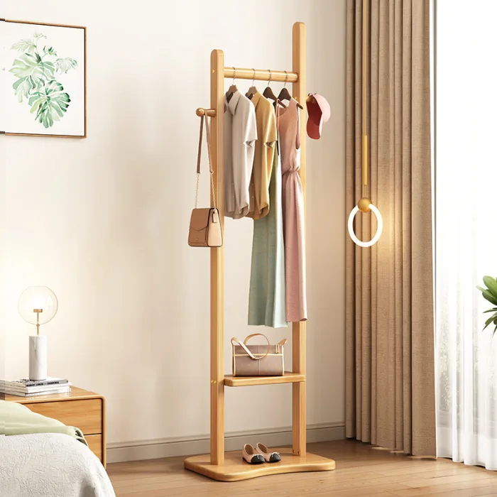 Modern Garment Rack - Solid Wood Freestanding Coat & Accessory Organizer