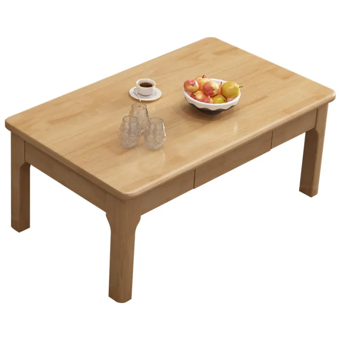 Solid Wood Coffee Table with Drawers Modern and Functional