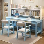 Dual Student Desk - Solid Wood Shared Workstation with Integrated Storage