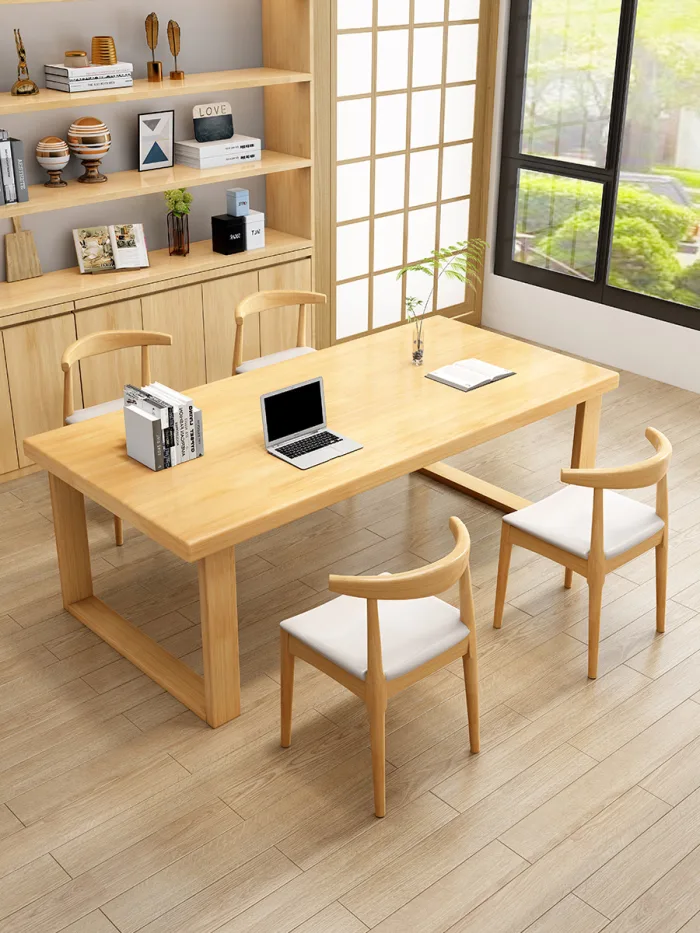 Modern Solid Wood Executive Desk - Spacious Living Room Workstation for Home Office