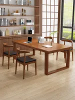 Modern Solid Wood Executive Desk - Spacious Living Room Workstation for Home Office