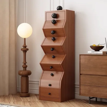 Solid Wood Rubberwood Storage Cabinet – Vintage Design, Perfect for Entryway or Living Room, Ideal for Wholesale