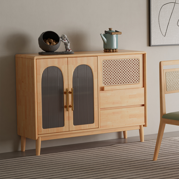 Solid Wood Scandinavian Sideboard for Dining Room Storage