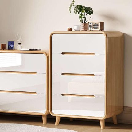 Solid Wood Scandinavian Storage Cabinet for Bedrooms - Modern Minimalist Design